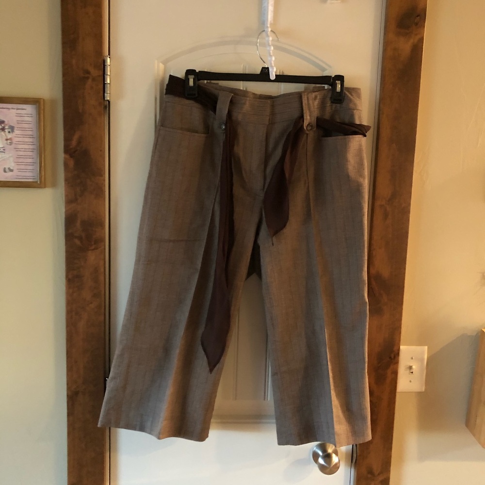 C&B Stretch Crop Pants-Brown Heather Stripe-Sz 16